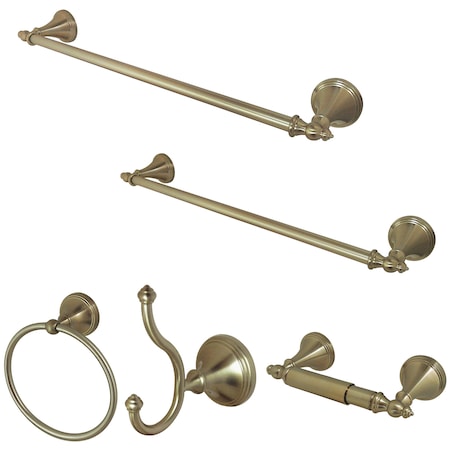 Kingston Brass 5-Piece Bathroom Accessory Set, Brushed Nickel BAHK1612478SN